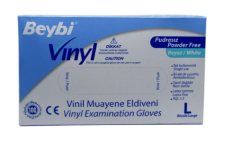 Beybi Vinil Pudrasız Eldiven Large (L) Tek Kullanımlık Muayene ve Hijyen Eldiveni