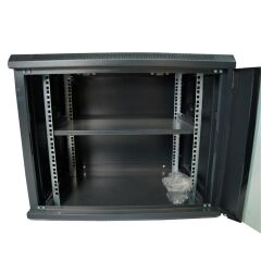 Racksan MT-6609S 9U Duvar Tipi Siyah Kabinet (500x600x600 mm Raf + Fan + Priz Dahil Set)