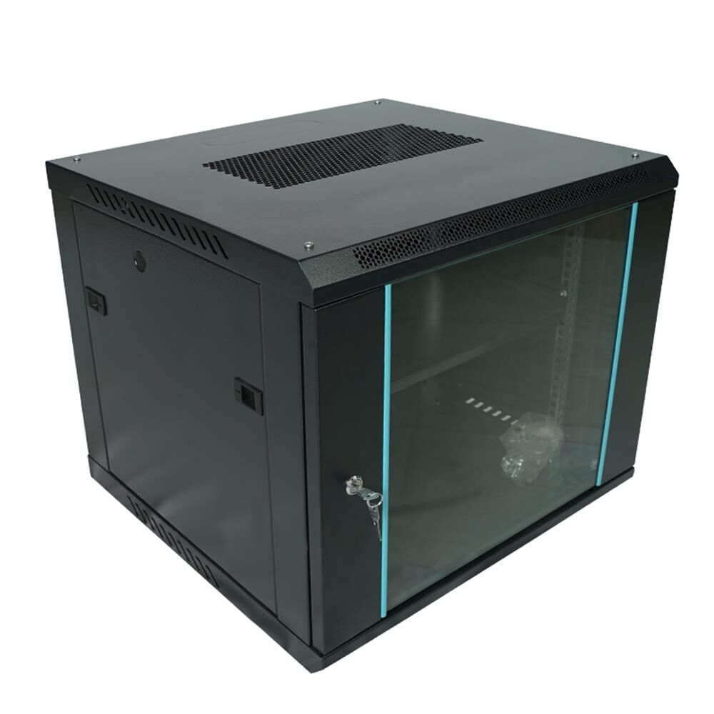 Racksan MT-6609S 9U Duvar Tipi Siyah Kabinet (500x600x600 mm Raf + Fan + Priz Dahil Set)