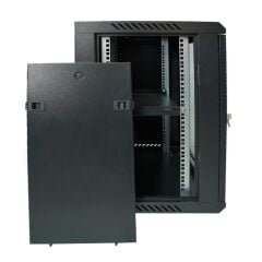 Racksan MT-6612S 12U Duvar Tipi Siyah Kabinet (640x600x600 mm Raf + Fan + Priz Dahil Set)