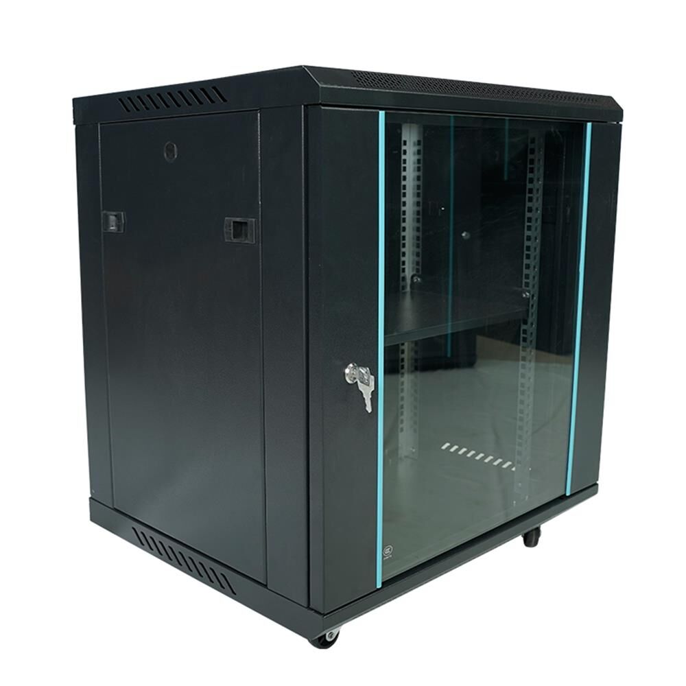 Racksan MT-6612S 12U Duvar Tipi Siyah Kabinet (640x600x600 mm Raf + Fan + Priz Dahil Set)
