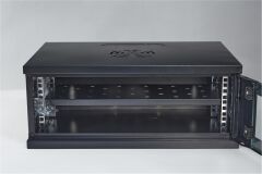Racksan SE-6404S 4U Duvar Tipi Siyah Kabinet (240x530x400 mm Raf + Fan Dahil Set)