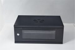 Racksan SE-6404S 4U Duvar Tipi Siyah Kabinet (240x530x400 mm Raf + Fan Dahil Set)