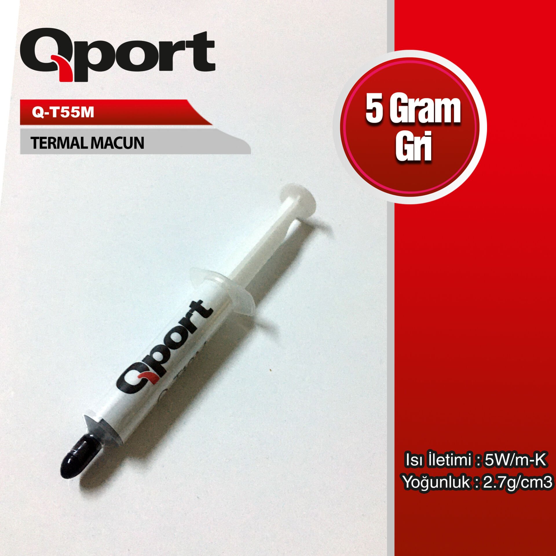 Qport Q-T55M 5g 5W/m-K Yüksek Performanslı Gri Termal Macun