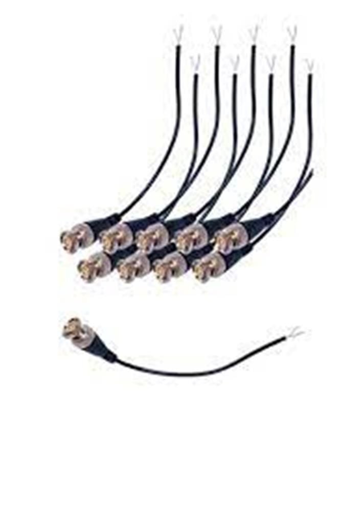 Good Bnc Kablolu Konnektör 10’lu Paket (10 x Hazır BNC + DC Power Jack Kablolu Konnektör, 33 cm Siyah Kablo, CCTV Güvenlik Kamera Bağlantısı)