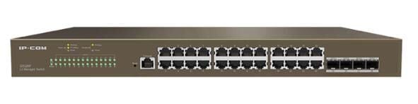 IP‑COM G5328P‑24‑410W 24 PORT 10/100/1000 BASE‑T + 4×1 G SFP UPLINK L3 CLOUD/YÖNETİMLİ RACK‑MOUNT SWITCH 370 W PoE IEEE 802.3 af/at