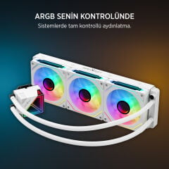 James Donkey Lugis JDC360 ARGB 360mm Beyaz Sıvı İşlemci Soğutucu AM5 ve LGA1700 Uyumlu