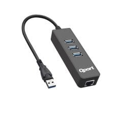 Qport Q-U3G USB 3.0 3 Port Hub + Gigabit Ethernet 10/100/1000 Mbps USB Çoklayıcı Adaptör