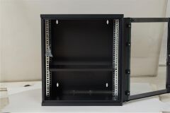 Racksan SE-6412S 12U Duvar Tipi Siyah Kabinet (600x530x400 mm Raf + Fan + Priz Dahil Set)