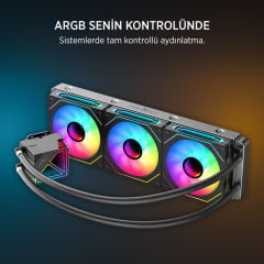 James Donkey Lugis JDC360 ARGB 360mm Siyah Sıvı İşlemci Soğutucu AM5 ve LGA1700 Uyumlu
