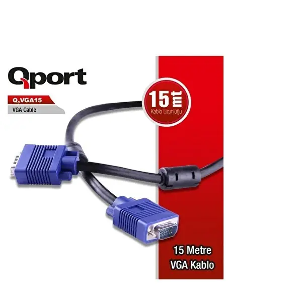 QPORT Q-VGA15 15PIN FITRELI 15M ERKEK ERKEK KABLO