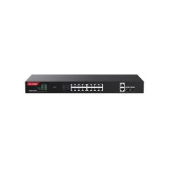IP‑COM G1120P‑16‑250W 16× Gigabit PoE+ (802.3af/at) + 2× Gigabit RJ45 + 2× Gigabit SFP Uplink, 230 W Toplam PoE Gücü, 1U Rackmount Unmanaged Switch
