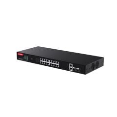 IP‑COM G1120P‑16‑250W 16× Gigabit PoE+ (802.3af/at) + 2× Gigabit RJ45 + 2× Gigabit SFP Uplink, 230 W Toplam PoE Gücü, 1U Rackmount Unmanaged Switch
