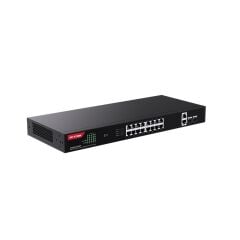 IP‑COM G1120P‑16‑250W 16× Gigabit PoE+ (802.3af/at) + 2× Gigabit RJ45 + 2× Gigabit SFP Uplink, 230 W Toplam PoE Gücü, 1U Rackmount Unmanaged Switch