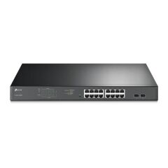 TP‑LINK TL‑SG1218MPE 16× Gigabit PoE+ (802.3af/at) + 2× Gigabit RJ45 + 2× Combo Gigabit SFP Uplink, 192 W Toplam PoE Gücü, Yönetilebilir Easy‑Smart Rackmount Switch