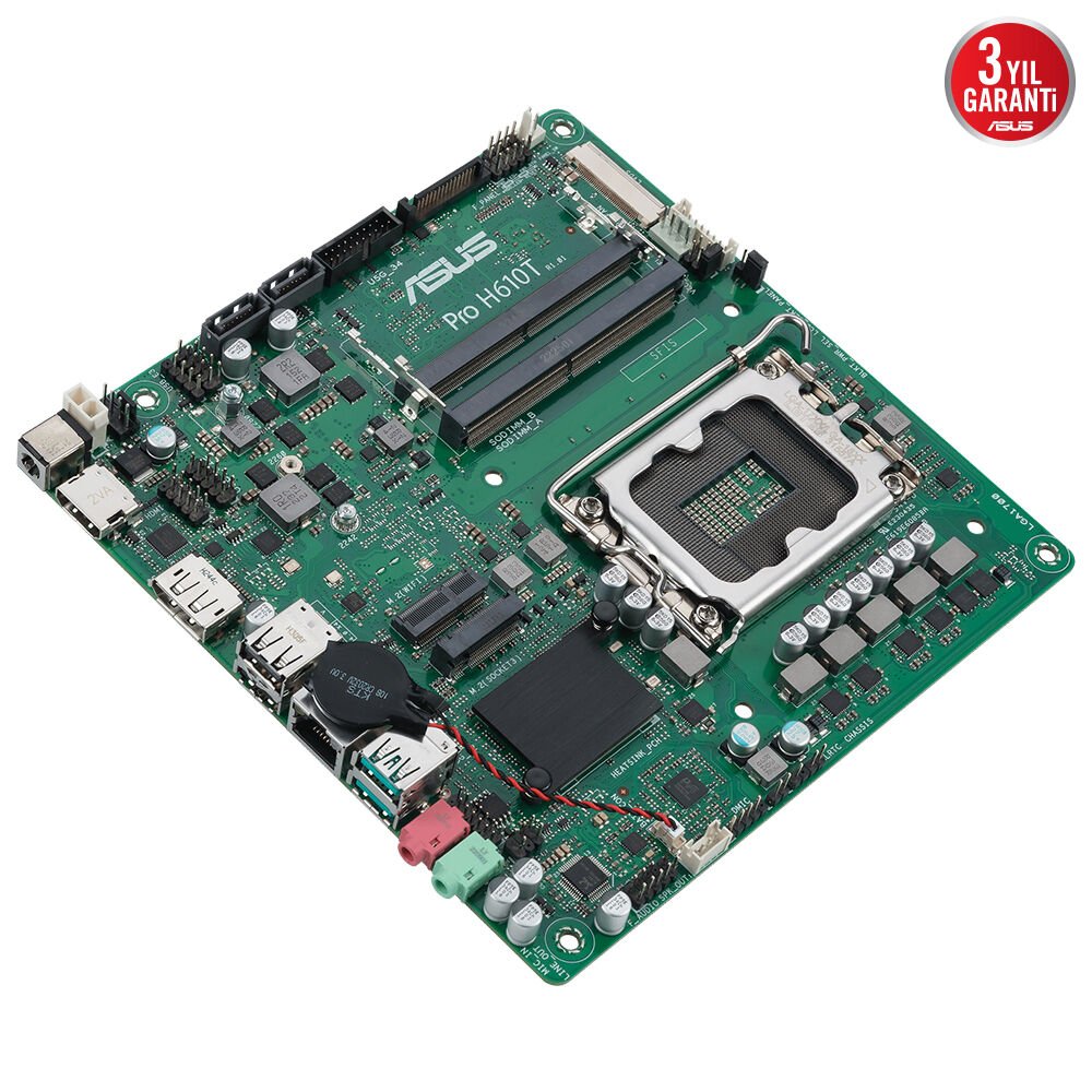 ASUS PRO H610T-CSM LGA1700 DDR5 5600 DP HDMI LVDS M2 USB3.2 Thin Mini ITX 7/24