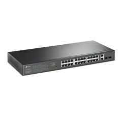 TP‑LINK TL‑SG1428PE 24x Gigabit PoE+ (802.3af/at) + 2x Gigabit RJ45 + 2x Gigabit SFP Uplink, 250 W Toplam PoE Gücü, Yönetilebilir Easy‑Smart Rackmount Switch
