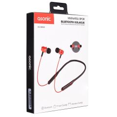 Asonic AS-XBK65 Kırmızı Boyun Askılı Mıknatıslı Bluetooth+TF Kart Spor Kulak İçi Kulaklık