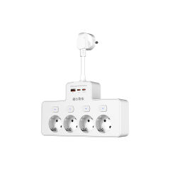 S-link PRZ08 Beyaz 4 Soketli 15cm 1 USB 2 Type-C PD20W Tam Bakır Kablolu Akım Korumalı Priz