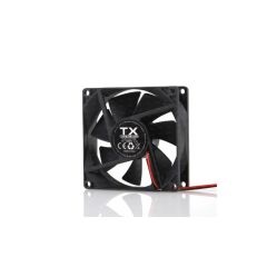 TX TXCCF08BK 8 cm Siyah Kasa Fanı 80×80×25 mm 12 V Sleeve Bearing 2500 RPM 35 CFM 29 dBA 4‑Pin Molex (2‑Pin Aktif)