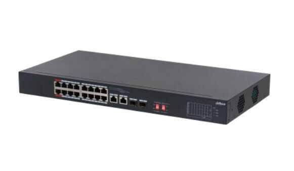 DAHUA DH‑S3218‑16ET‑135 16×10/100 Mbps PoE Port – 2×10/100/1000 Mbps RJ‑45 Combo – 2× 1 Gbps SFP Combo – 135 W Toplam PoE Gücü – Unmanaged Desktop Switch