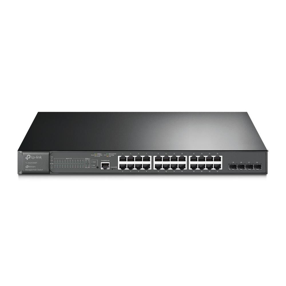TP-LINK Omada TL-SG3428MP 24 Port Gigabit + 4x1Gb SFP Uplink 384W PoE Yönetilebilir Rackmount Switch