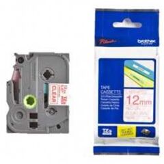 Brother TZE-132 12mm Şeffaf Renkli Üzeri Kırmızı Laminasyonlu Rulo Etiket
