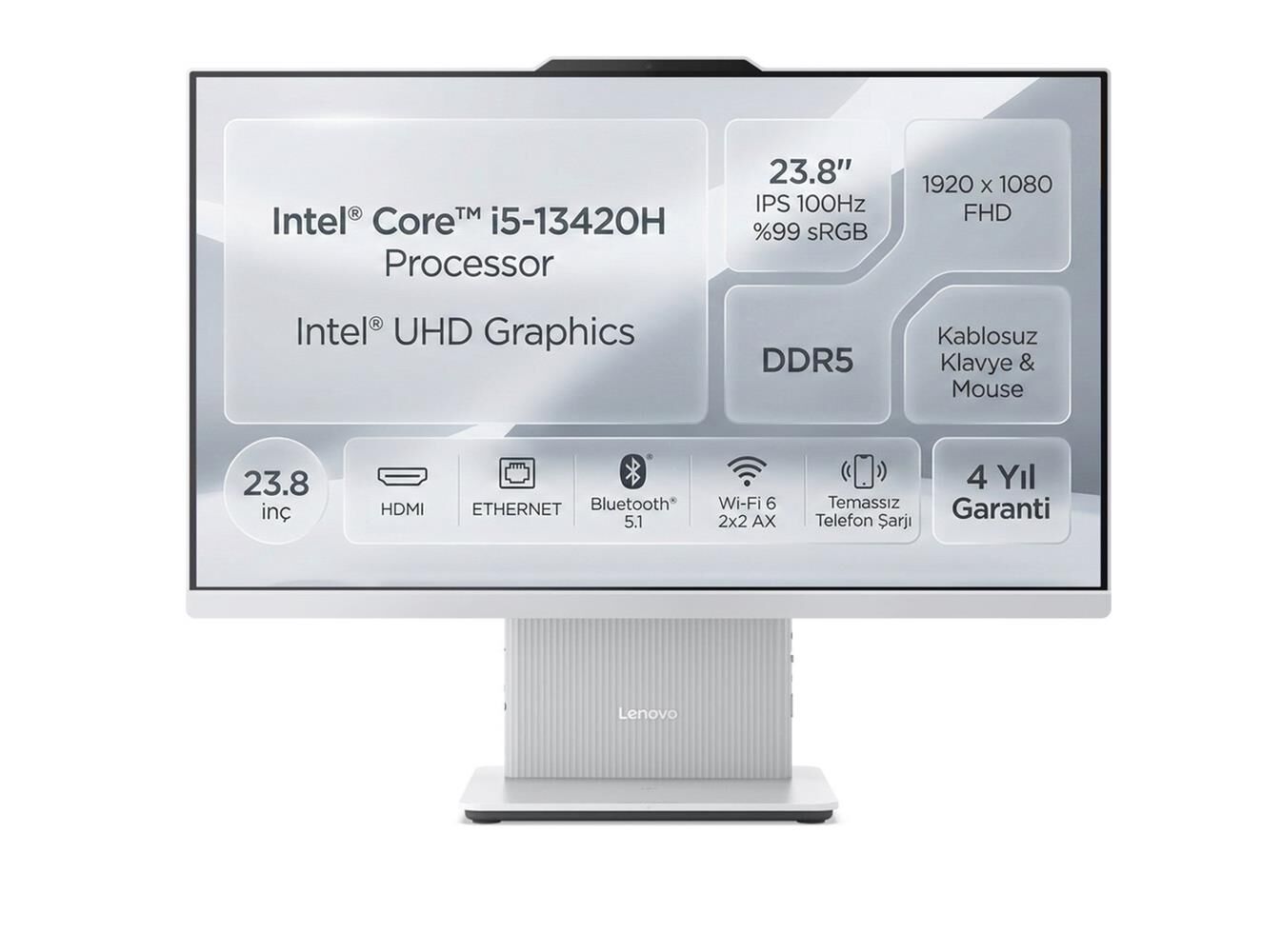 Lenovo IdeaCentre AIO 3 24IRH9 Intel Core i5-13420H 16GB RAM 512GB SSD 23.8'' FHD IPS Freedos All-in-One Bilgisayar (F0HN0053TR)