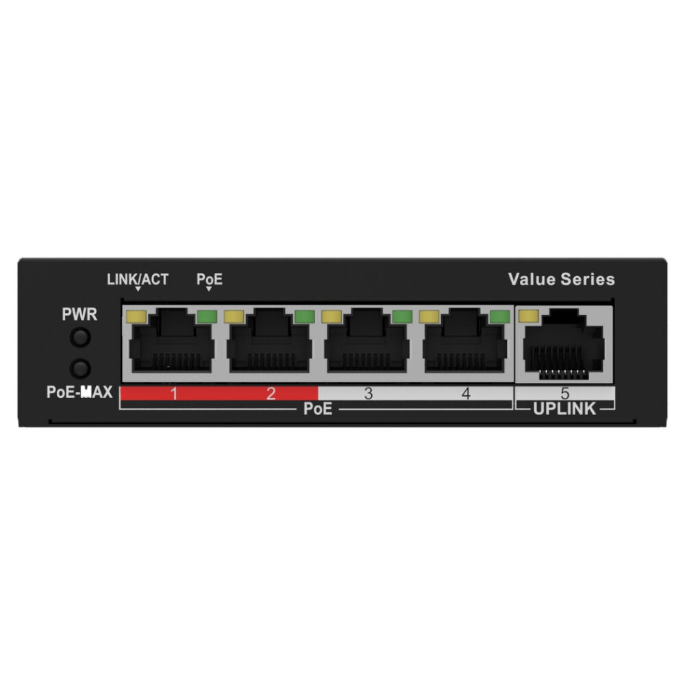 HiLook NS-0106P-45(B) 4Port 10/100 Mbps PoE+ 2x10/100 RJ45 Switch