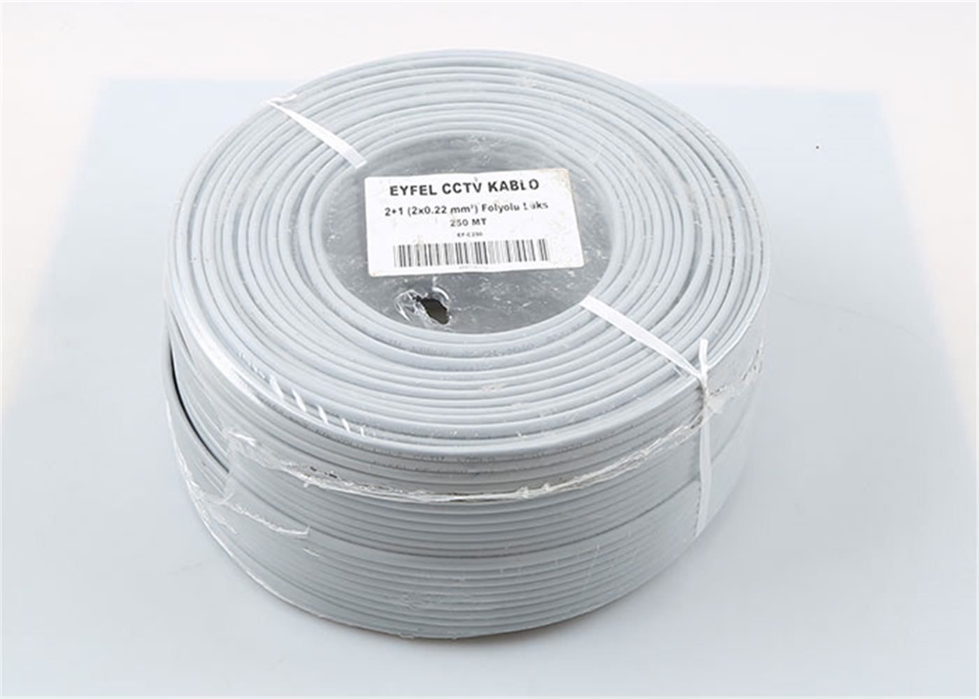 Eyfel EF‑C450 4+1 2x0.22 mm (14x0.18 mm CCA), Folyo Ekranlı, 250 Metre CCTV Kamera Kablosu