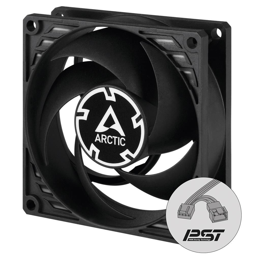 ARCTIC ACFAN00150A P8 PWM PST 80 mm Siyah Kanat Siyah Çerçeve 200–3000 RPM PWM Control Fluid Dynamic Bearing Kasa Fanı
