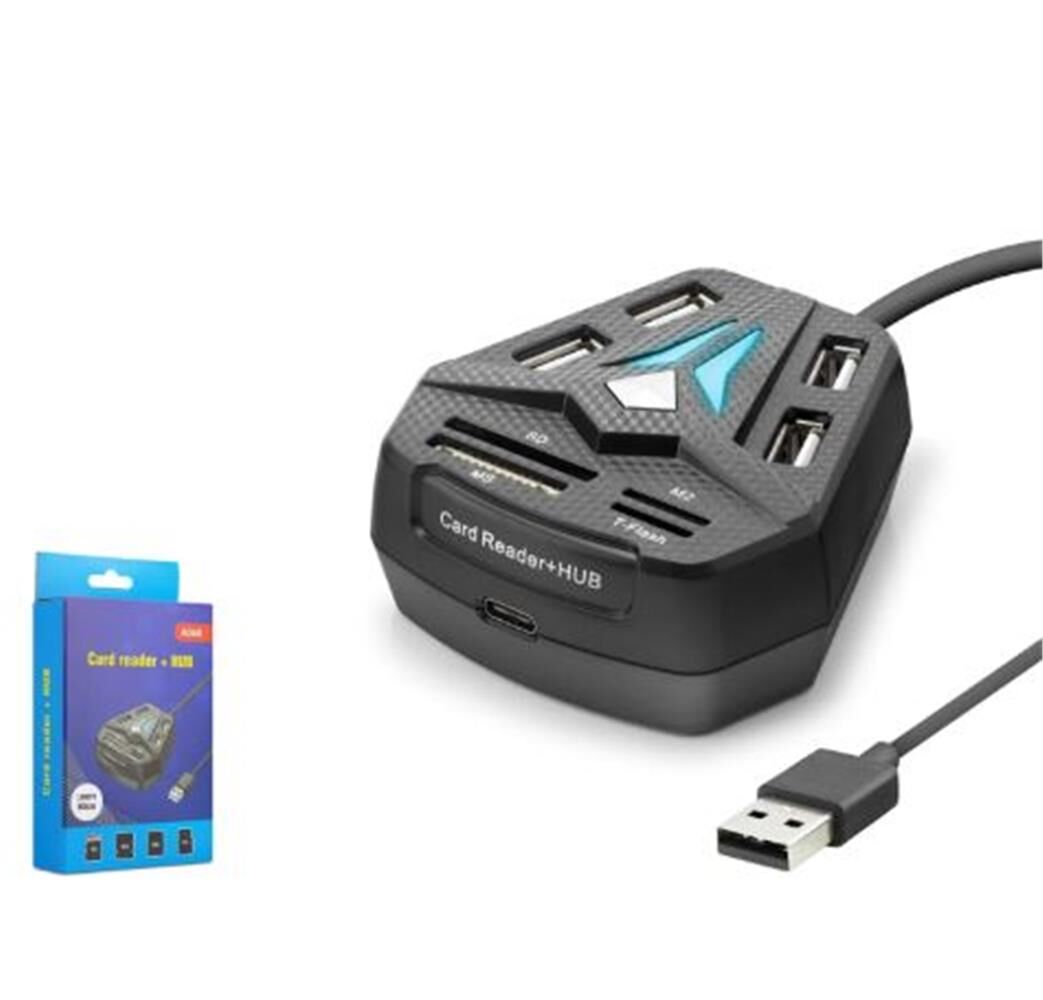 Hadron A068B USB 2.0 Combo Hub ve Kart Okuyucu 8 Port Siyah