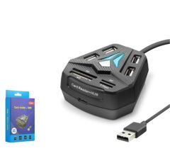 Hadron A068B USB 2.0 Combo Hub ve Kart Okuyucu 8 Port Siyah