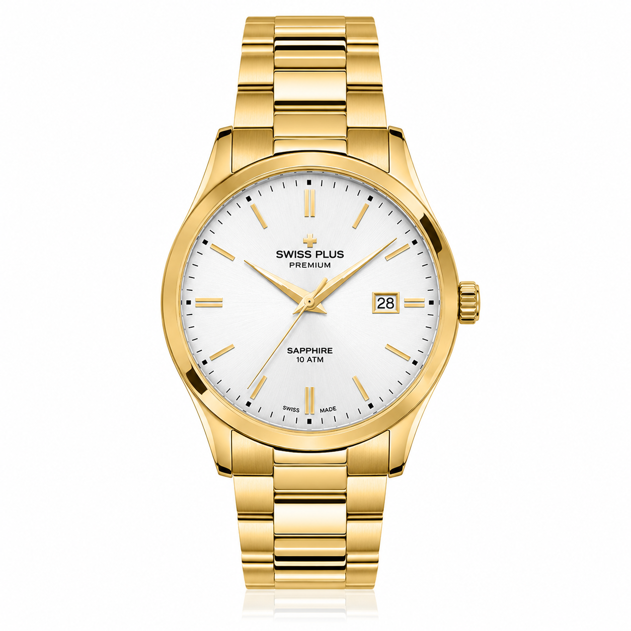 Swiss Plus Man Watch Premium Seri Model-10 ST3442AGS White-Gold