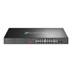 TP‑LINK Omada DS1018GMP 16 × Gigabit PoE+ + 2 × Gigabit RJ45/SFP Combo Uplink, 250 W PoE, 250 m Extend Mode, Metal Rackmount (1U) Kasa – Yönetilemez