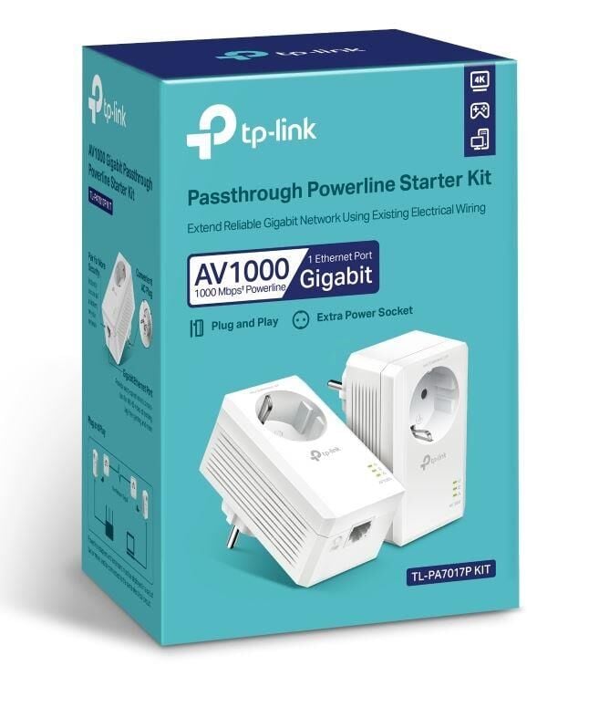 TP-Link TL-PA7017P KIT AV1000 Gigabit Passthrough Powerline Adaptör Seti