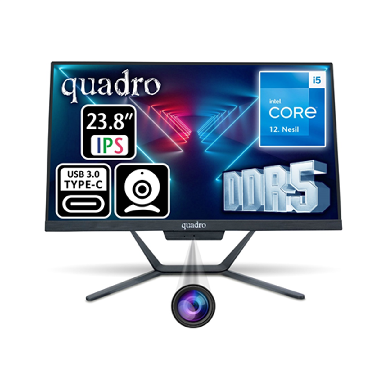QUADRO STARK 23.8'' IPS i5-12450H 8GB DDR5 512SSD Type C-USB FDOS