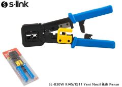 S-Link SL-830W RJ45 ve RJ11 Yeni Nesil İkili Sıkma Pensesi (Pass-Through / Konnektör Delikli Jak Uyumlu)