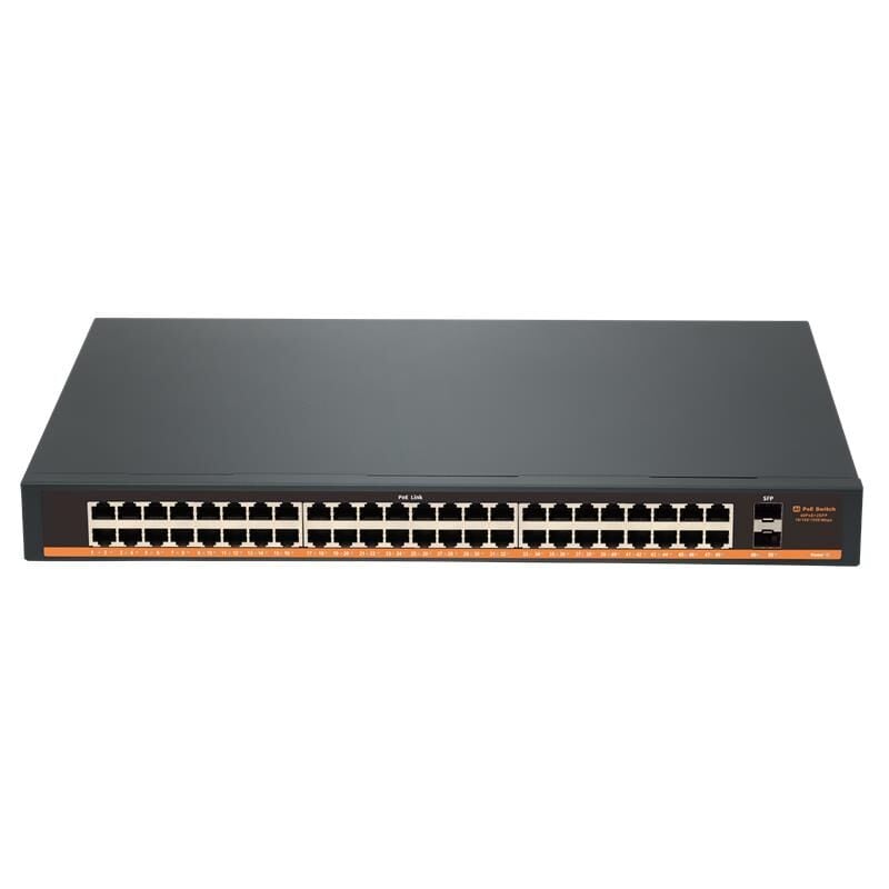 TIWOX TP‑G4820‑POE800W 48 Port Gigabit PoE+ 800W + 2×1 Gbps SFP Uplink Rackmount Switch – Yönetilemez