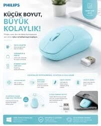 PHILIPS KABLOSUZ MOUSE SPK7398J/38 MAVI