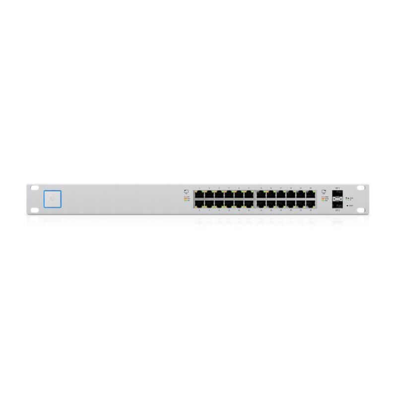 Ubiquiti UniFi Switch US‑24‑250W 24 Port Gigabit Yönetilebilir PoE Switch + 2×1 Gbps SFP Uplink + Konsol Port, 250 W PoE+, Rackmount