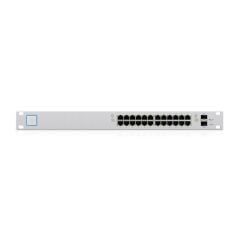 Ubiquiti UniFi Switch US‑24‑250W 24 Port Gigabit Yönetilebilir PoE Switch + 2×1 Gbps SFP Uplink + Konsol Port, 250 W PoE+, Rackmount