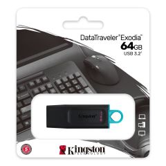 Kingston DataTraveler Exodia 64GB USB 3.2 Gen 1 Flash Bellek Siyah-Turkuaz - DTX/64GB