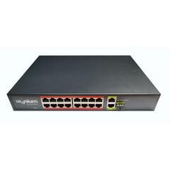 URANIUM POE‑G1621SFP‑300W 16 Port Gigabit PoE Switch + 2×Gigabit RJ45 + 1×SFP Uplink Rackmount, Realtek Çipset, 300W Güç