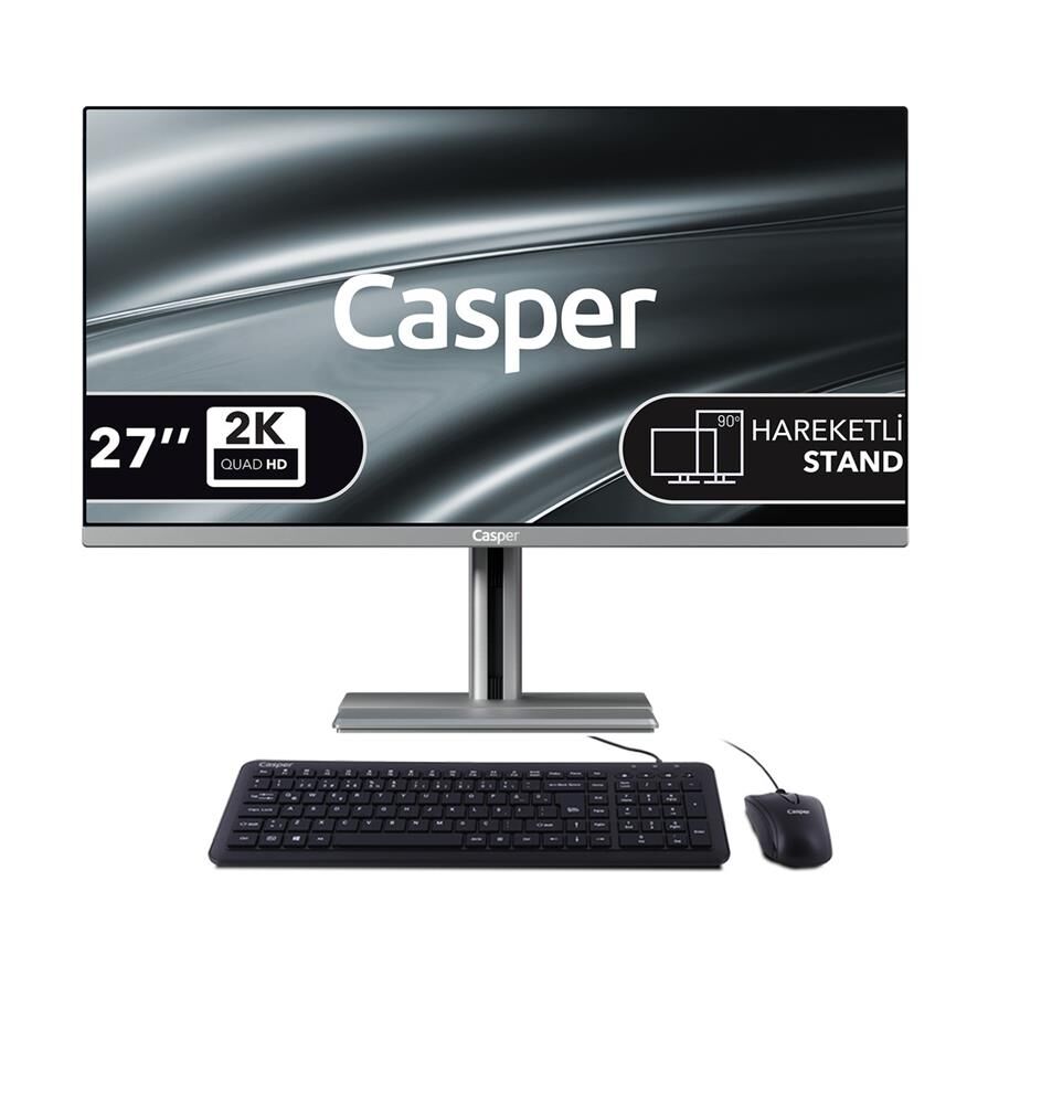 Casper Nirvana AIO A97.255H-BE00X-V-G Intel Core Ultra 7 255H AI 16GB RAM 500GB NVMe SSD 27'' FHD IPS 100Hz Pivot Gri FreeDOS All-in-One Bilgisayar