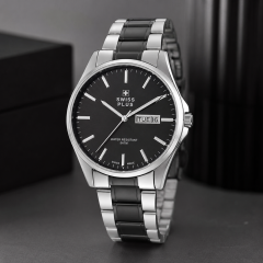 Swiss Plus Man Watch Basic Seri Model-10 ST3516AGS Lüx Black-Silver