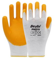 Beybi Nitril Poly Pn810 9 Beden Beyaz-Sarı 12li Eldiven