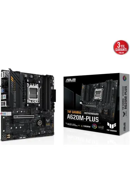 ASUS TUF GAMING A620M-PLUS WIFI AM5 DDR5 6400 2xM2 USB3.2 AX WF+BT AURA RGB mATX