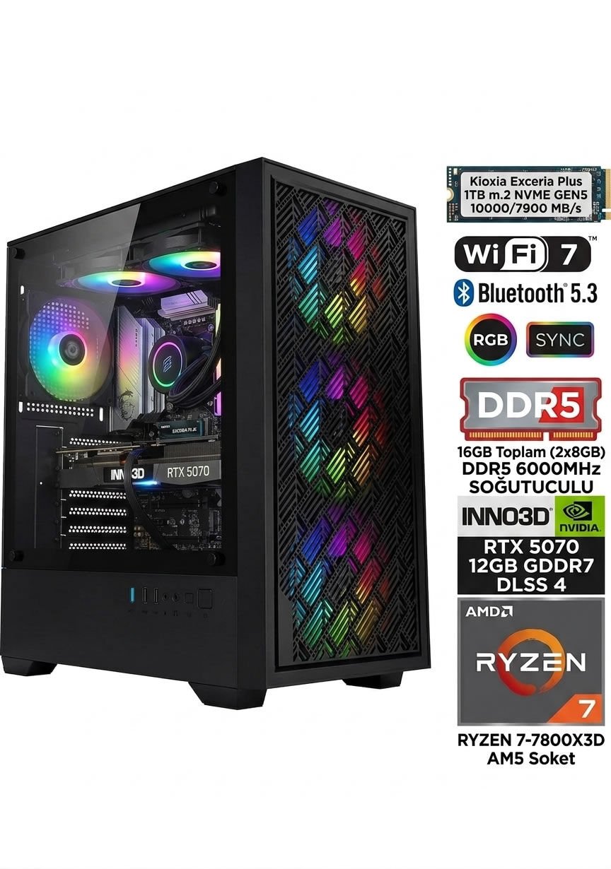 Hazır Sistem AMD RYZEN 7-7800X3D - RTX 5070 12GB