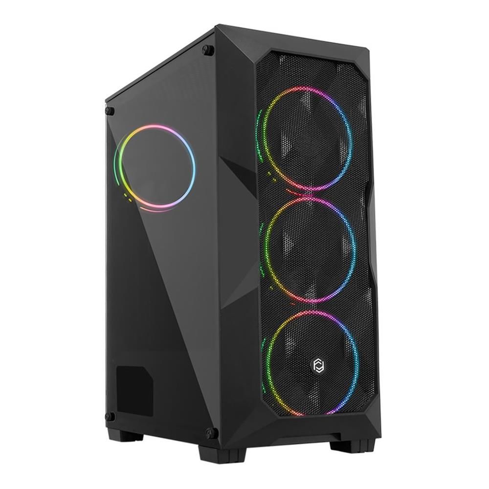 Frisby FC‑9425G Double Slim Gaming Kasa RGB Fanlı 500 W Mid‑Tower ATX/Micro‑ATX/Mini‑ITX Siyah Temperli Cam